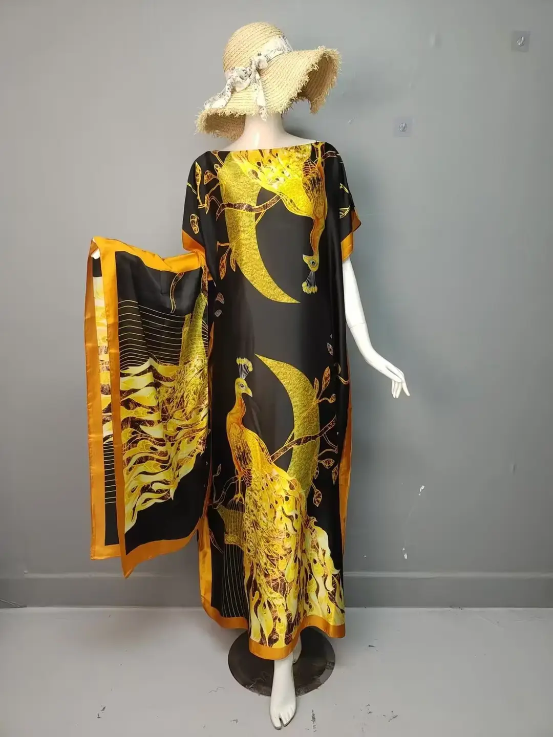 Cross-Border Hot-Selling Source Factory African Robe Clothing Kaftan Long Dress with Headscarf Set