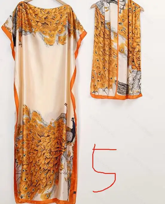 Cross-Border Hot-Selling Source Factory African Robe Clothing Kaftan Long Dress with Headscarf Set