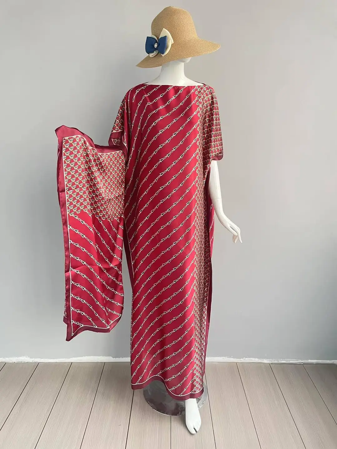 Cross-Border Hot-Selling Source Factory African Robe Clothing Kaftan Long Dress with Headscarf Set