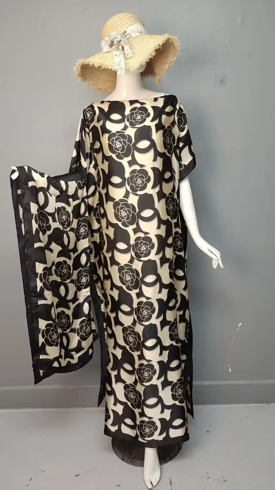 Cross-Border Hot-Selling Source Factory African Robe Clothing Kaftan Long Dress with Headscarf Set