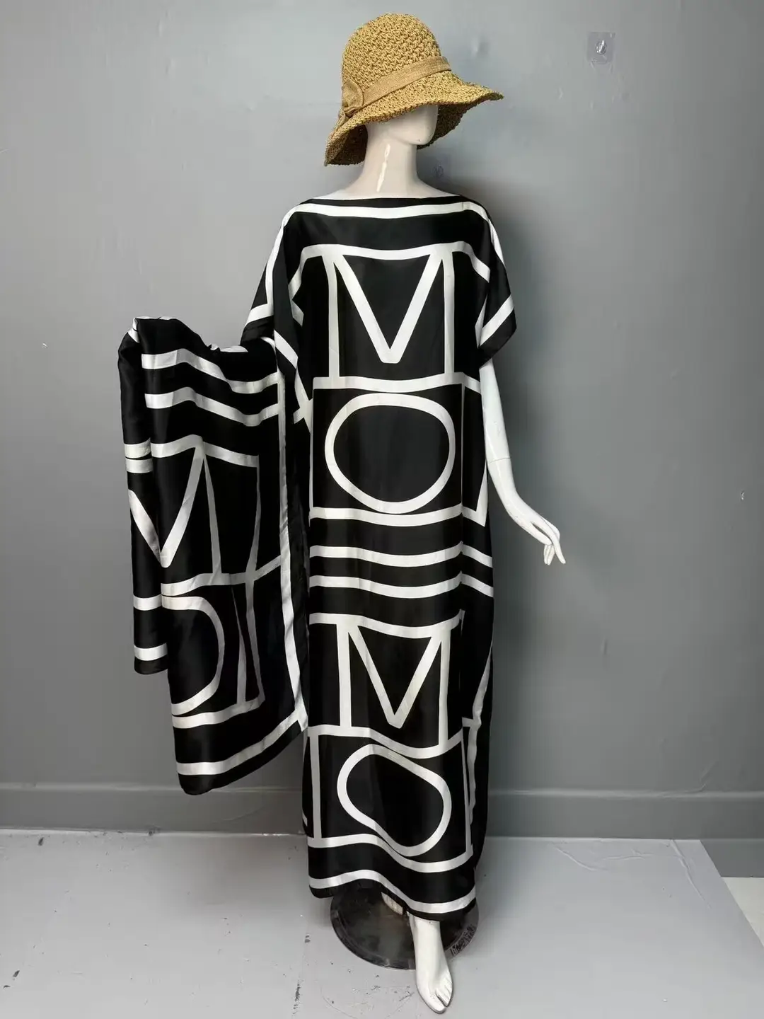 Cross-Border Hot-Selling Source Factory African Robe Clothing Kaftan Long Dress with Headscarf Set