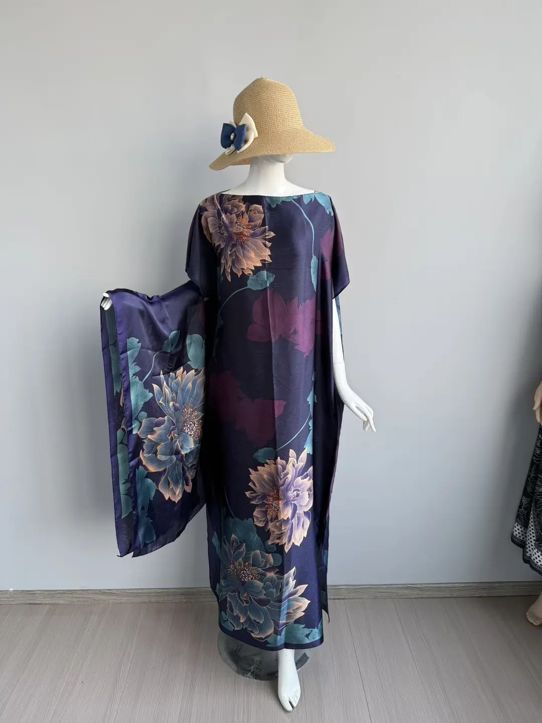 Cross-Border Hot-Selling Source Factory African Robe Clothing Kaftan Long Dress with Headscarf Set