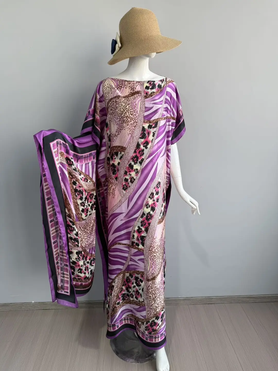 Cross-Border Hot-Selling Source Factory African Robe Clothing Kaftan Long Dress with Headscarf Set