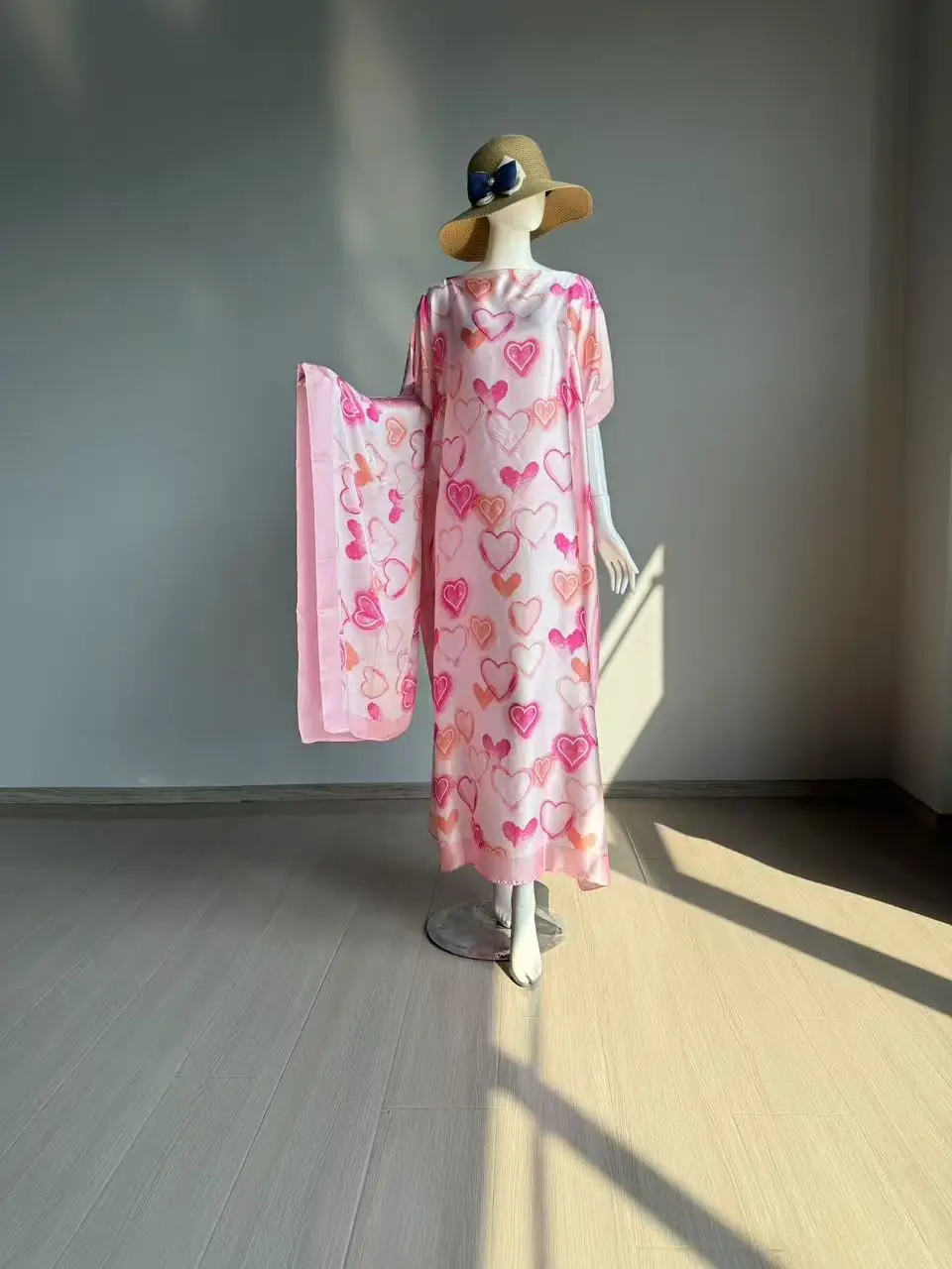 Cross-Border Hot-Selling Source Factory African Robe Clothing Kaftan Long Dress with Headscarf Set