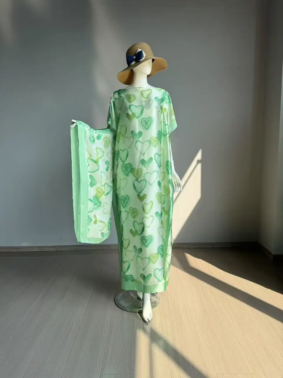 Cross-Border Hot-Selling Source Factory African Robe Clothing Kaftan Long Dress with Headscarf Set