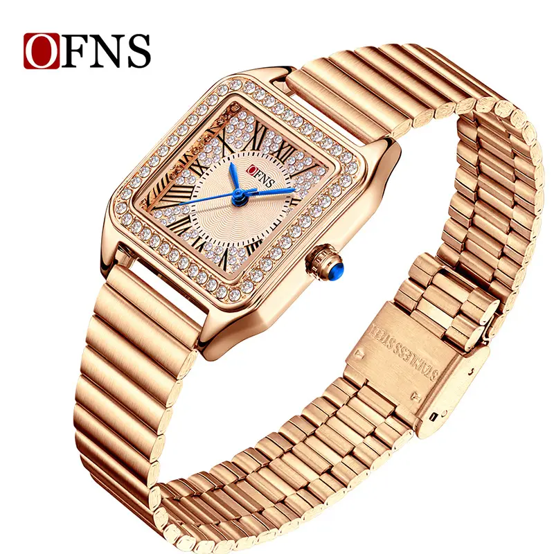 Oufani Square Watch Women Diamond Roman Numerals Quartz Wholesale - Image 3