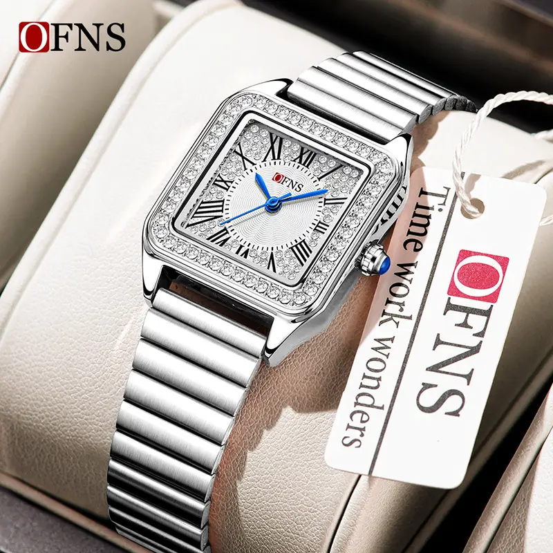 Oufani Square Watch Women Diamond Roman Numerals Quartz Wholesale - Image 5