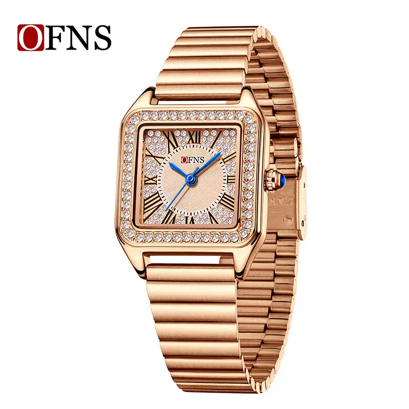 Oufani Square Watch Women Diamond Roman Numerals Quartz Wholesale - Image 2