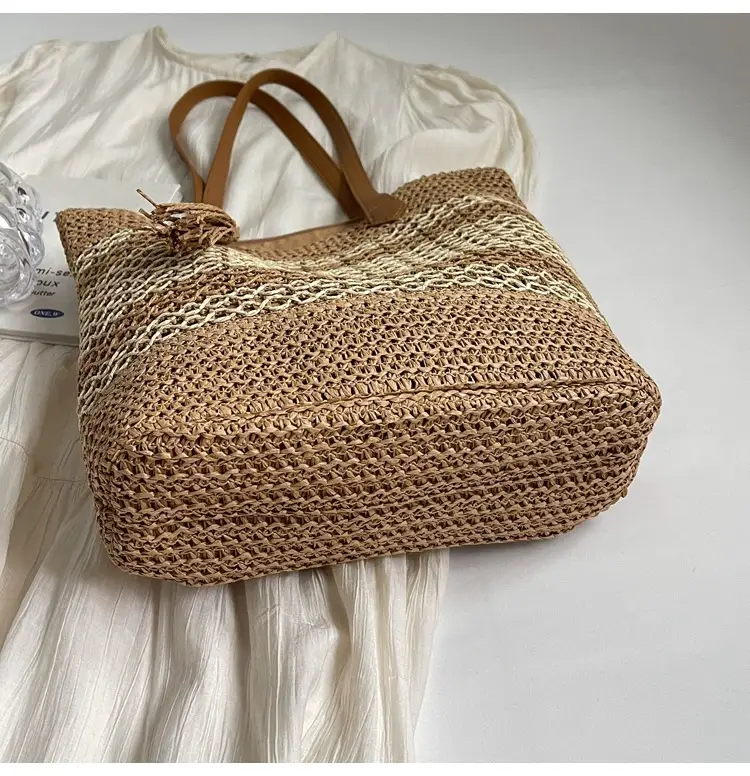 Women Straw Woven Beach Bag Large Capacity Tote Bucket — feature 30