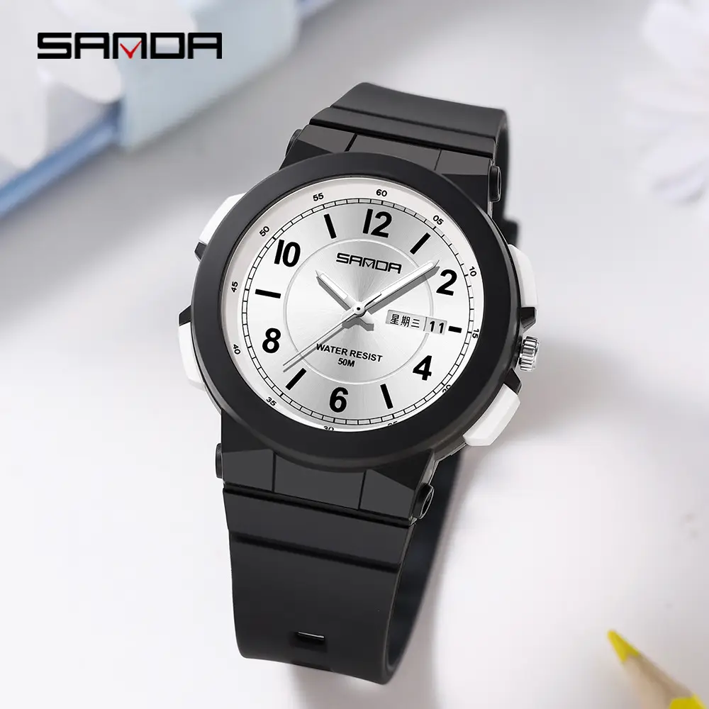 Sanda Pink Water Resistant Electronic Wristwatch for Men Women - Image 9