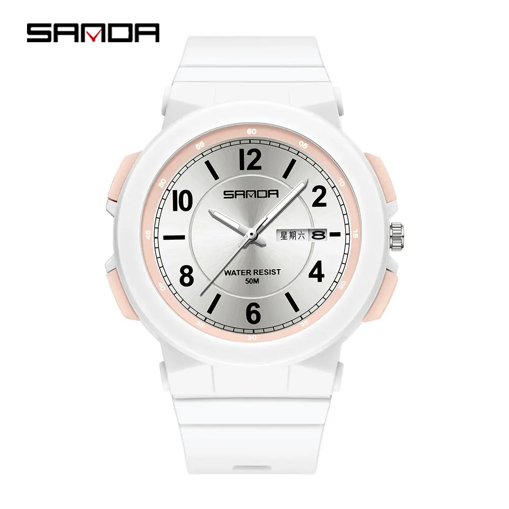 Sanda Pink Water Resistant Electronic Wristwatch for Men Women - Image 2