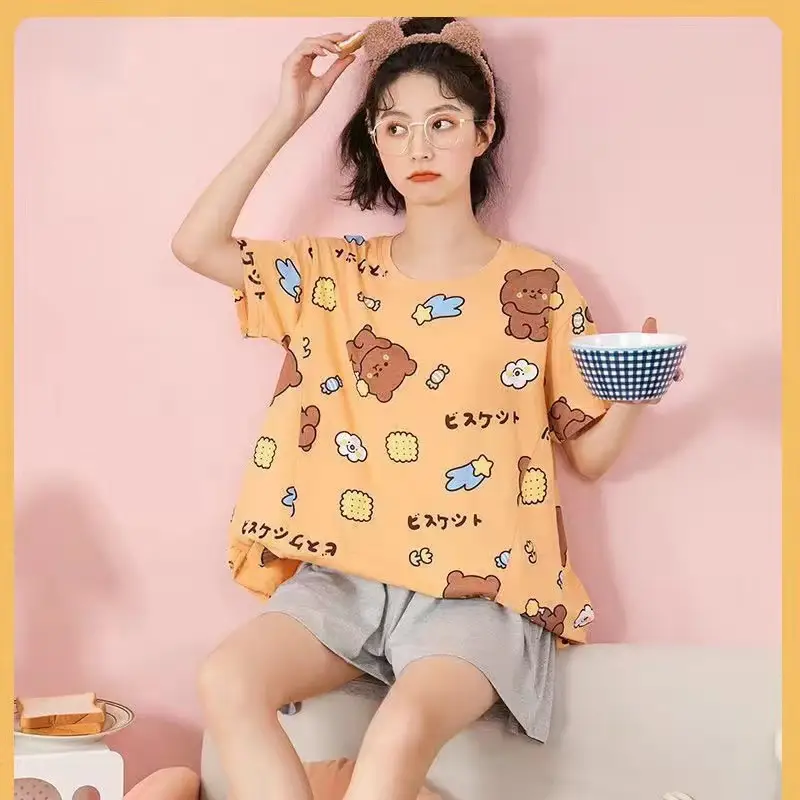 Women Pink Floral Crewneck Pajamas 2025 Summer - Image 45