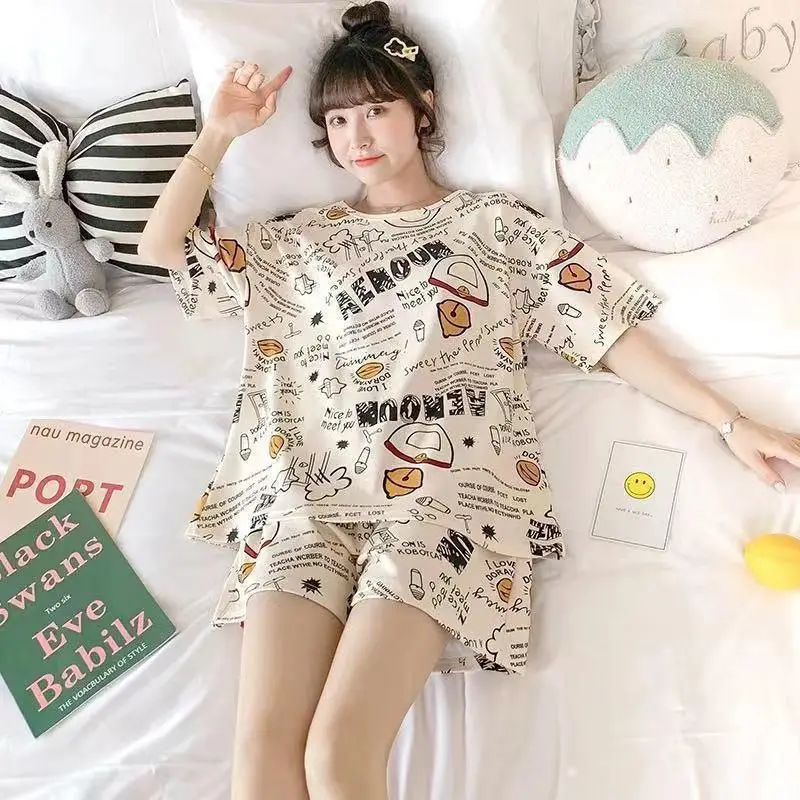 Women Pink Floral Crewneck Pajamas 2025 Summer - Image 10
