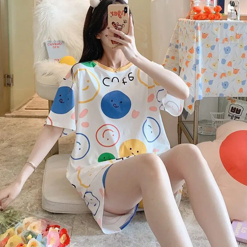 Women Pink Floral Crewneck Pajamas 2025 Summer - Image 14