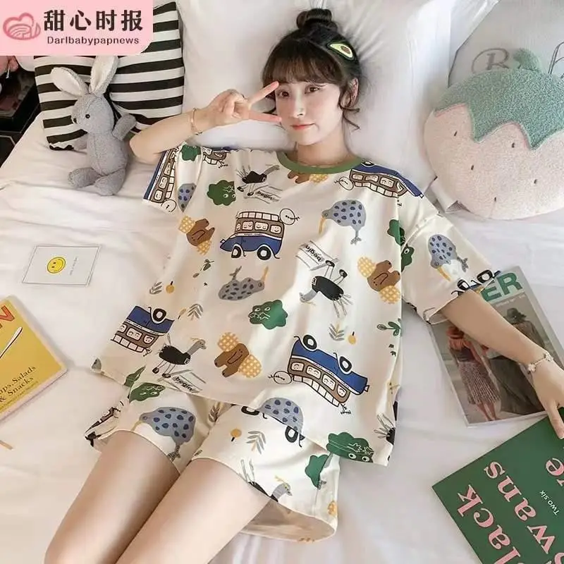 Women Pink Floral Crewneck Pajamas 2025 Summer - Image 15