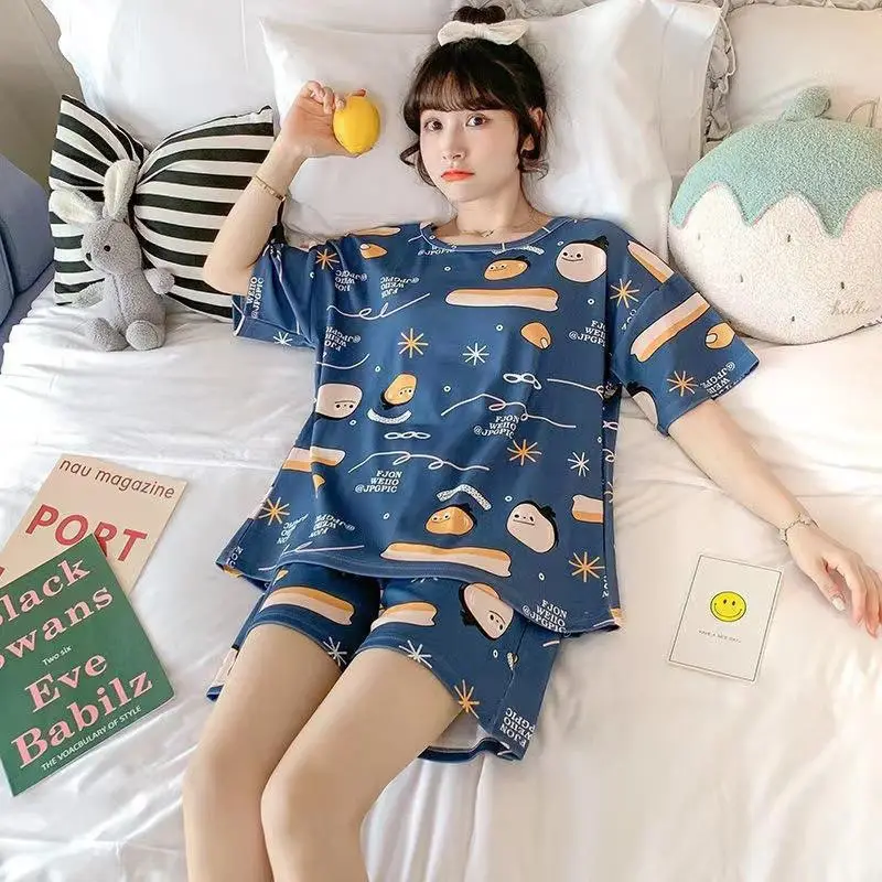 Women Pink Floral Crewneck Pajamas 2025 Summer - Image 18