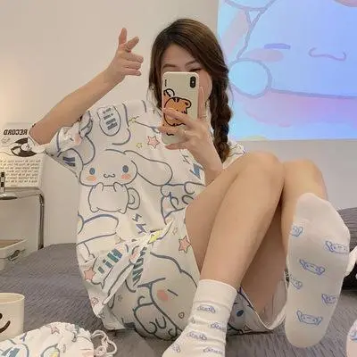 Women Pink Floral Crewneck Pajamas 2025 Summer - Image 22
