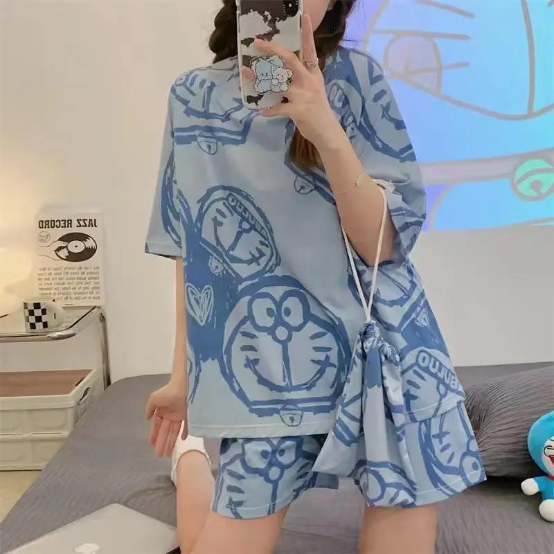 Women Pink Floral Crewneck Pajamas 2025 Summer - Image 23