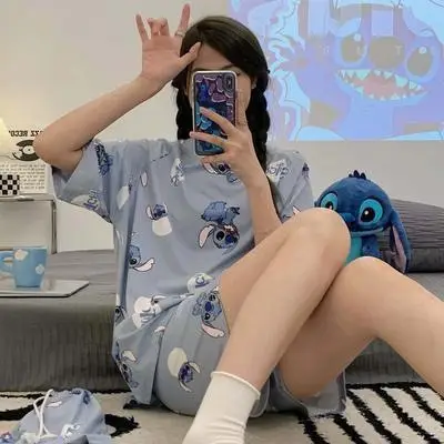 Women Pink Floral Crewneck Pajamas 2025 Summer - Image 25