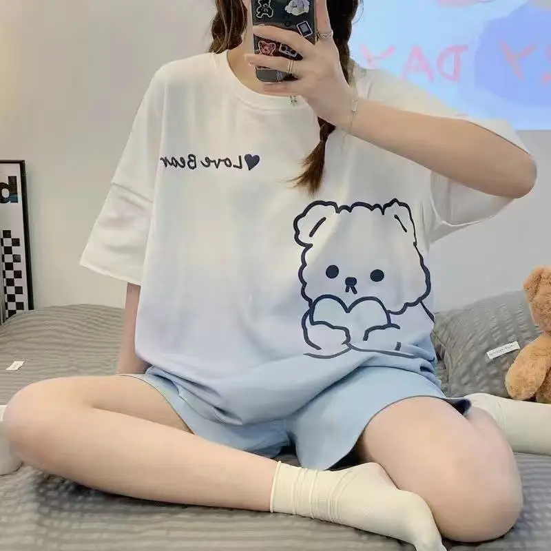 Women Pink Floral Crewneck Pajamas 2025 Summer - Image 27