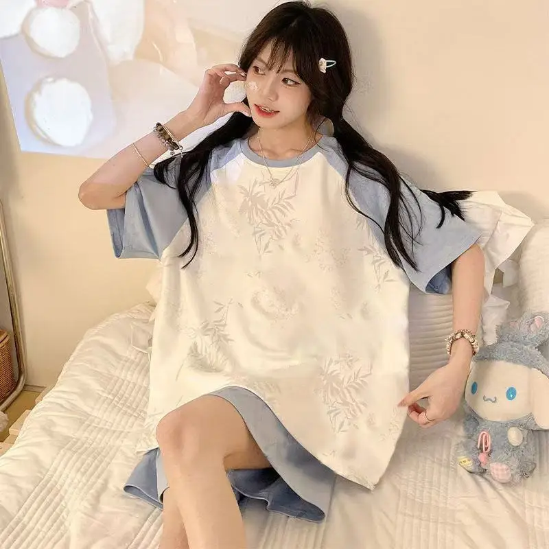 Women Pink Floral Crewneck Pajamas 2025 Summer - Image 55