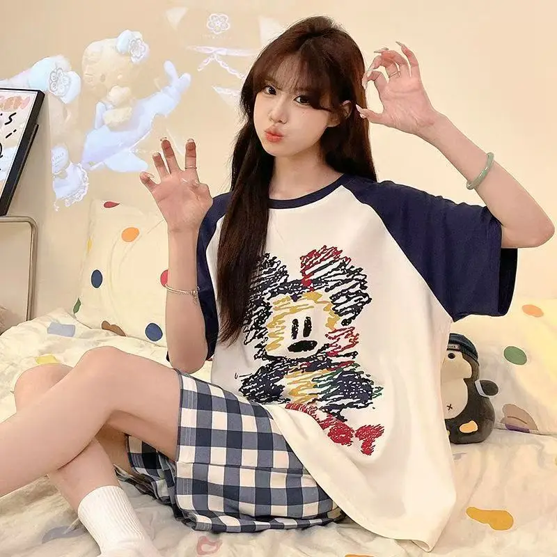 Women Pink Floral Crewneck Pajamas 2025 Summer - Image 66
