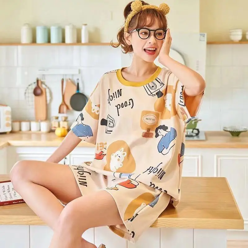 Women Pink Floral Crewneck Pajamas 2025 Summer - Image 9