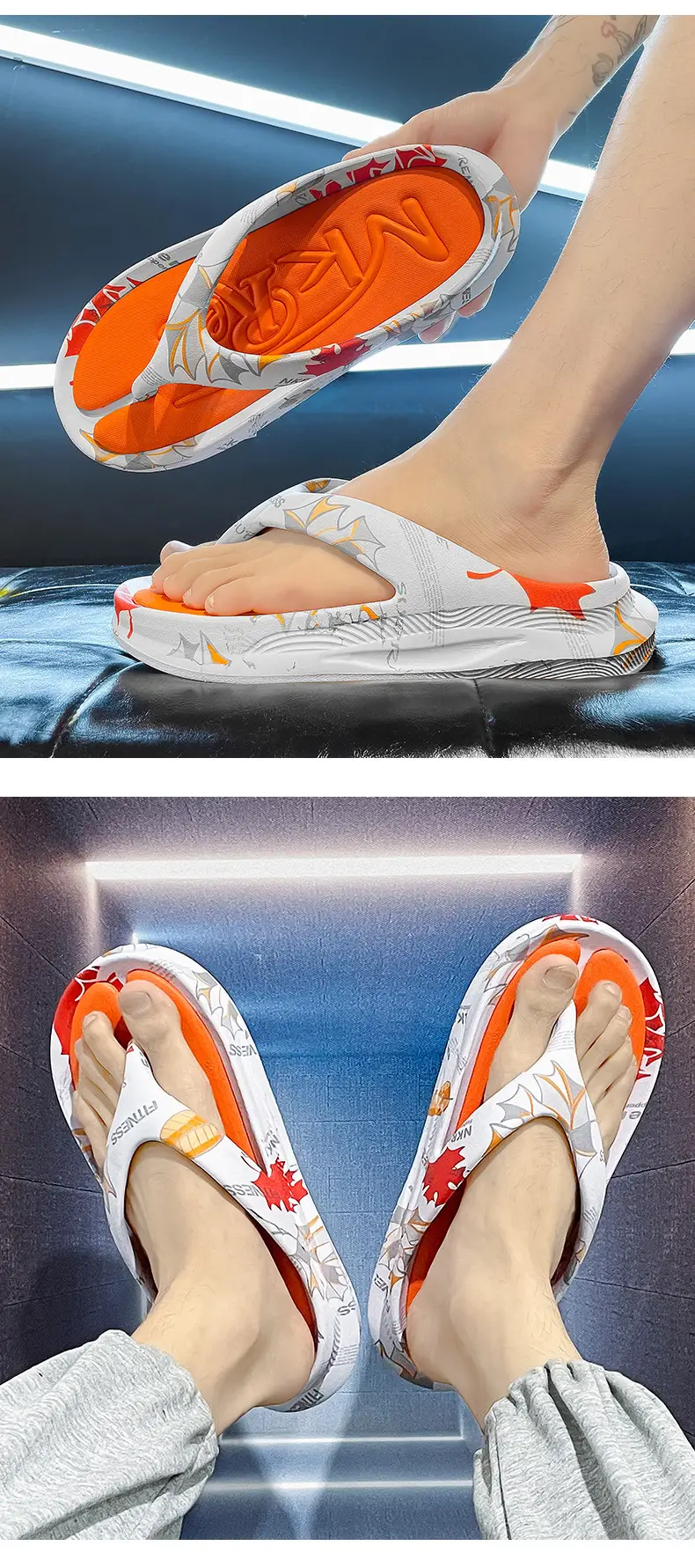 Summer leisure high-end slippers men's trendy sports flip-flops non-slip wear-resistant thick-soled sandals wholesale — feature 2