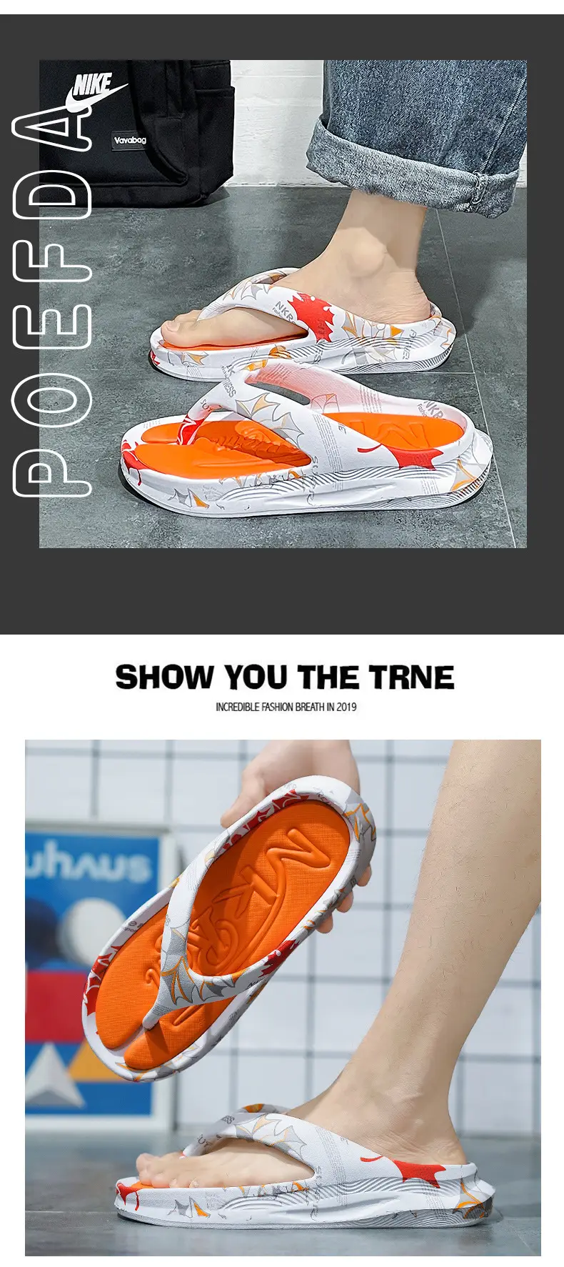 Summer leisure high-end slippers men's trendy sports flip-flops non-slip wear-resistant thick-soled sandals wholesale — feature 3