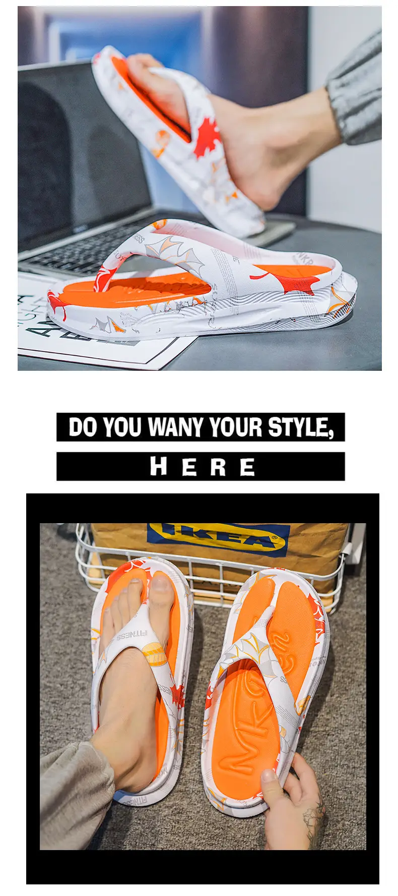 Summer leisure high-end slippers men's trendy sports flip-flops non-slip wear-resistant thick-soled sandals wholesale — feature 4