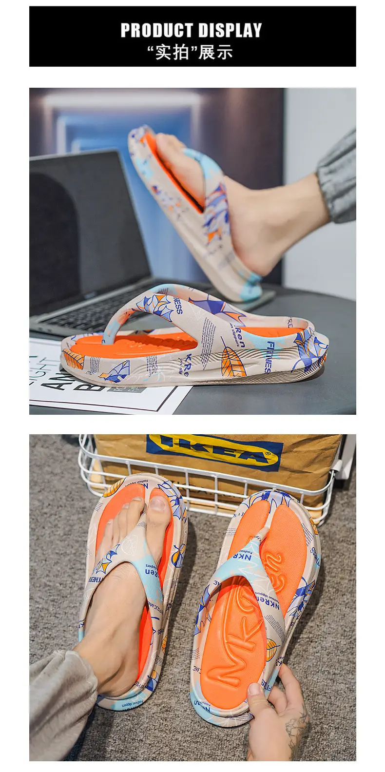 Summer leisure high-end slippers men's trendy sports flip-flops non-slip wear-resistant thick-soled sandals wholesale — feature 8