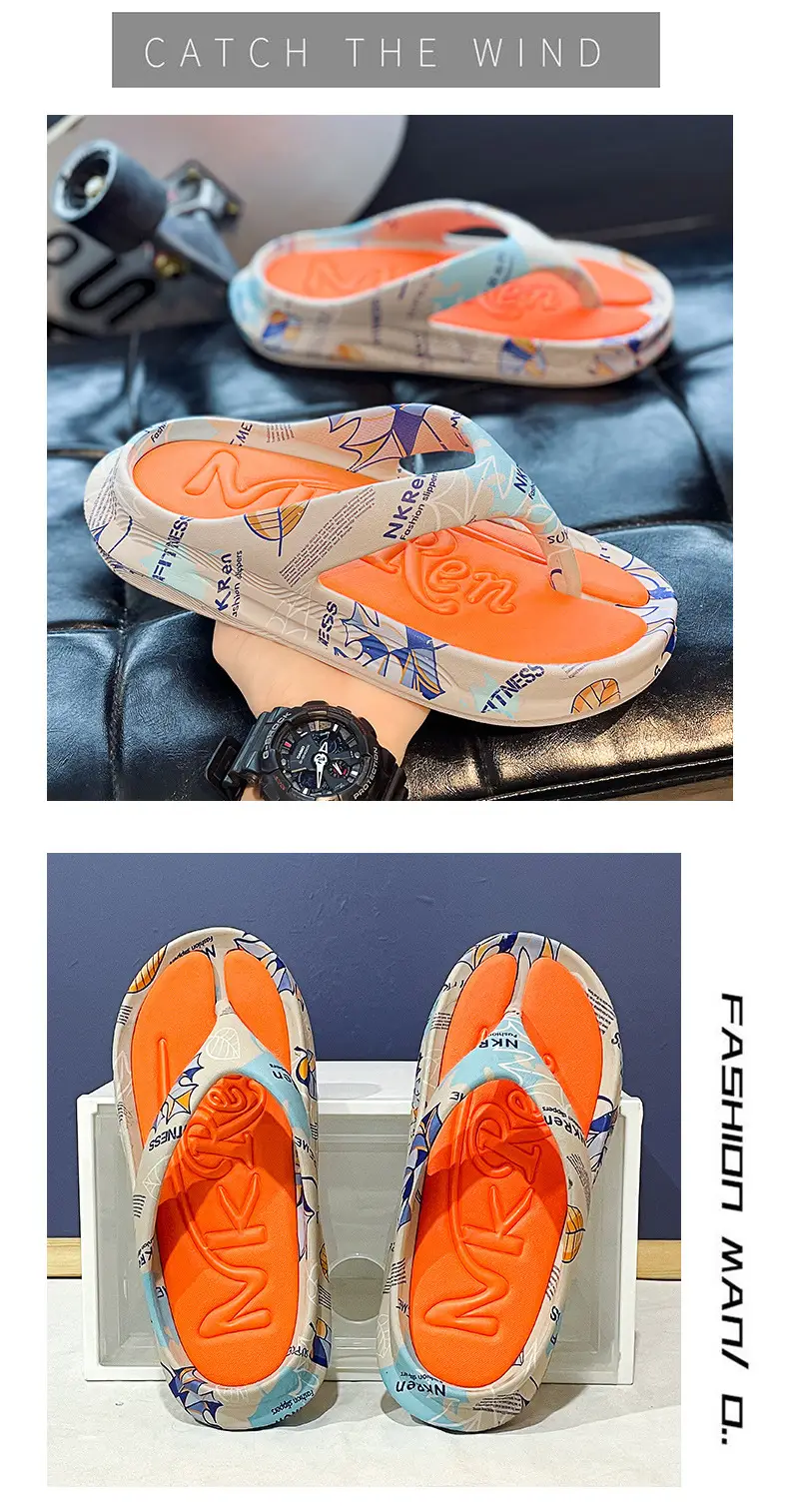 Summer leisure high-end slippers men's trendy sports flip-flops non-slip wear-resistant thick-soled sandals wholesale — feature 9