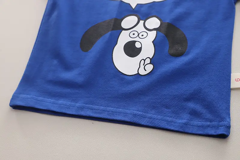 Boys Cartoon T-Shirt Shorts Set Blue Green Medium Small — feature 14