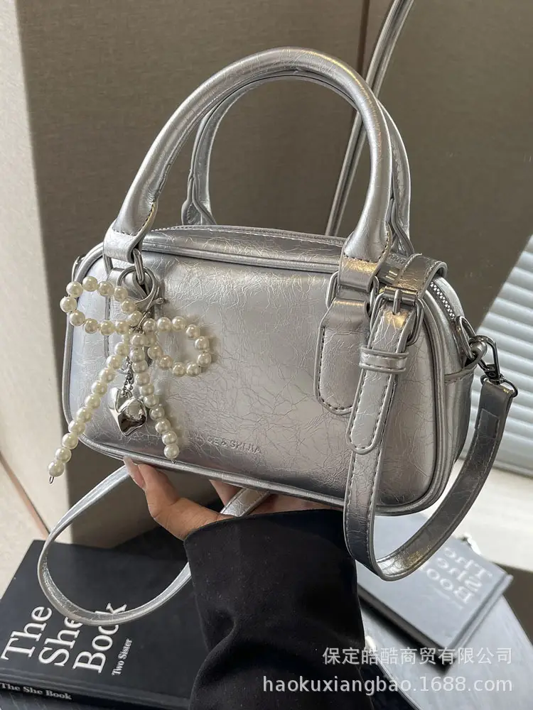 Women's Pearl Embellished Shoulder Bag White 2024 - Image 6