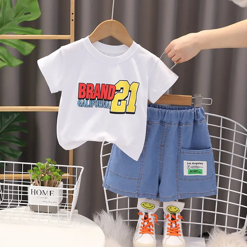 Boys Brand21 Red T-Shirt Blue Shorts 2-Piece Set - Image 3