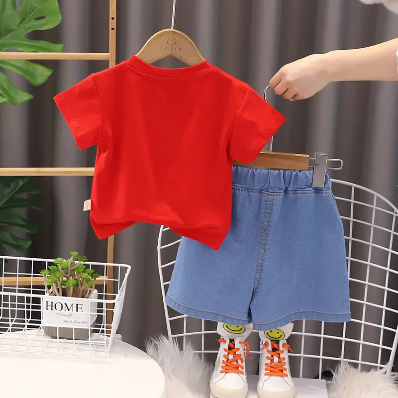 Boys Brand21 Red T-Shirt Blue Shorts 2-Piece Set - Image 5