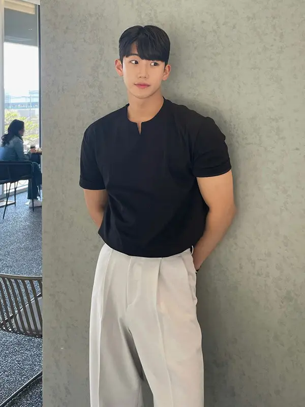 Men's Black Half Zip Polo Shirt Loose Fit Summer Wear - Image 4