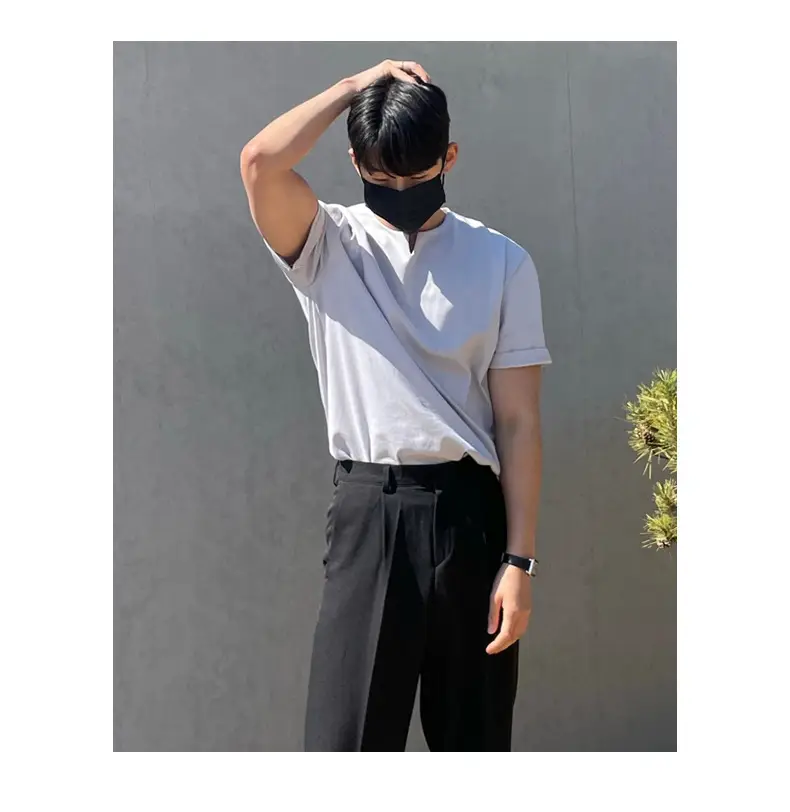 Men's Black Half Zip Polo Shirt Loose Fit Summer Wear — feature 14