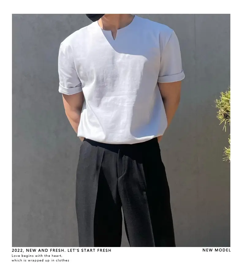Men's Black Half Zip Polo Shirt Loose Fit Summer Wear — feature 15