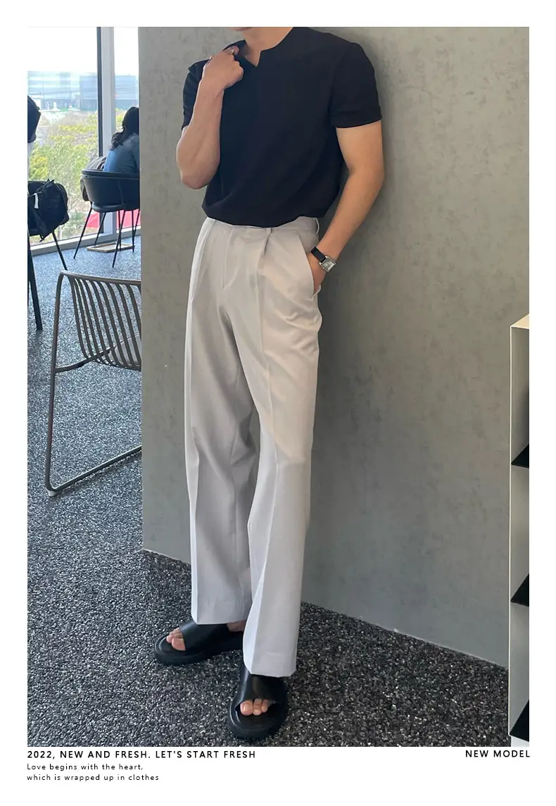Men's Black Half Zip Polo Shirt Loose Fit Summer Wear — feature 7
