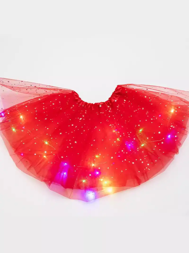 Orange Star Led Light-Up Puffy Tutu Skirt for Kids - Image 18