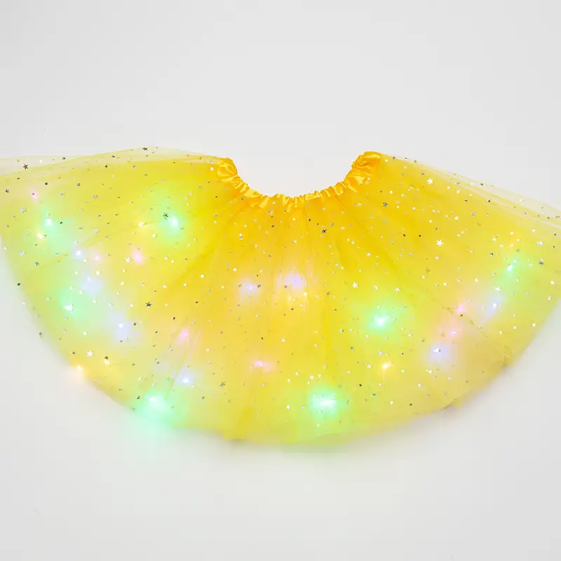 Orange Star Led Light-Up Puffy Tutu Skirt for Kids - Image 11