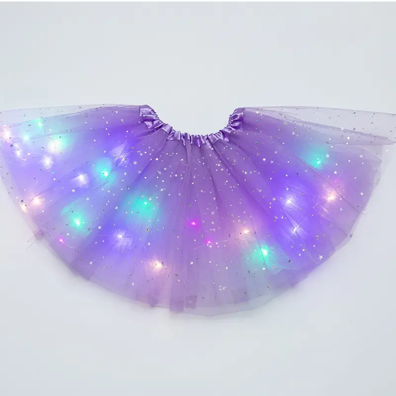 Orange Star Led Light-Up Puffy Tutu Skirt for Kids - Image 14