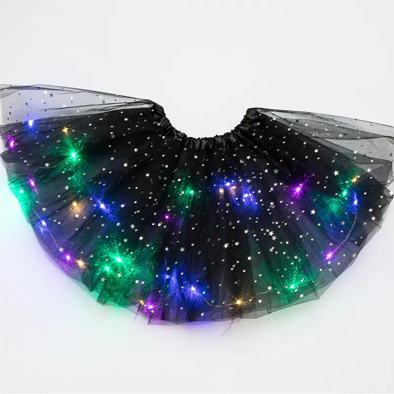 Orange Star Led Light-Up Puffy Tutu Skirt for Kids - Image 2