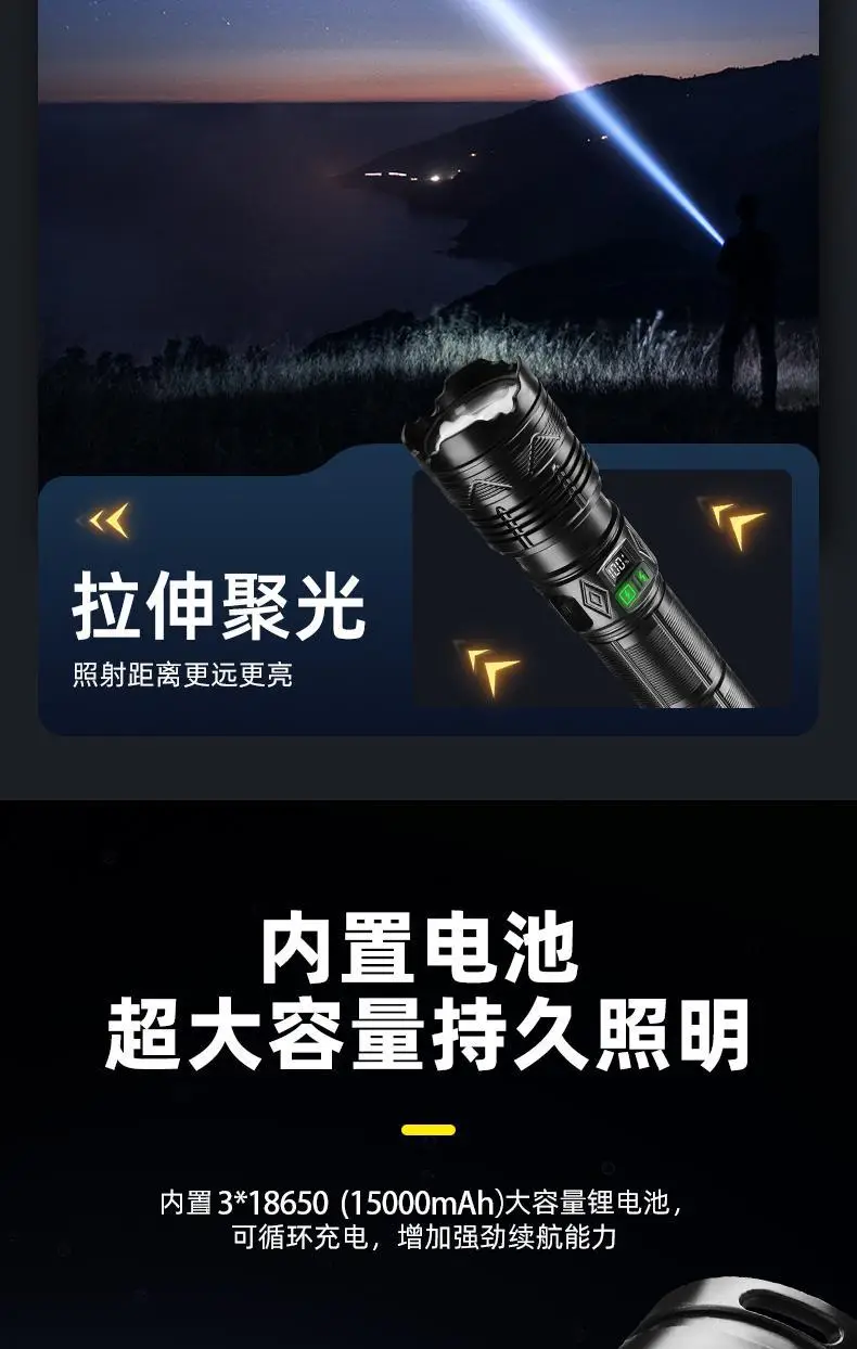 Rechargeable Outdoor Flashlight with Strong Beam & Long Battery β feature 8