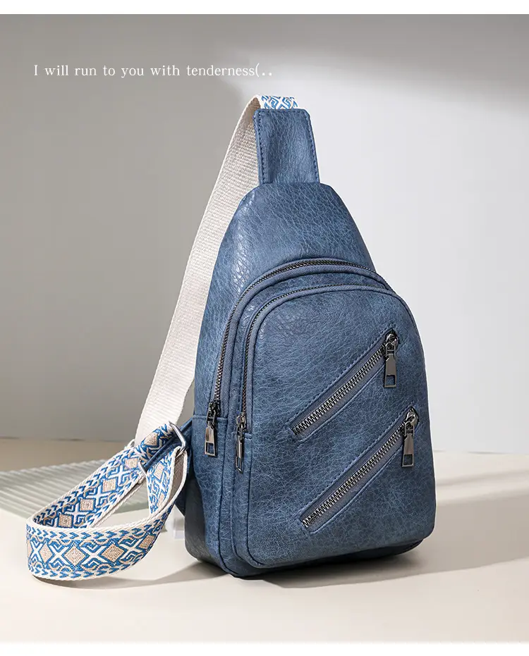 Women's PU Leather Chest Bag Beige Retro Style — feature 16
