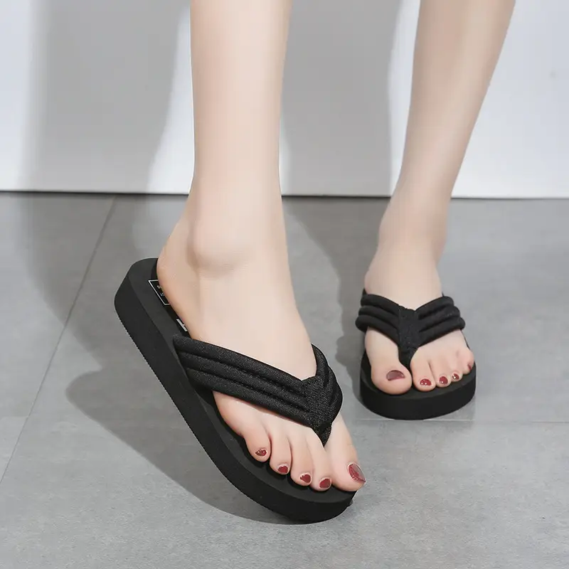 Summer Non-slip Flip-flops Women's Summer Thick-soled Fashionable Outer Wearing Slippers Women's Outer Height Increasing Herringbone New Style Beach Instagram Popular - Image 5