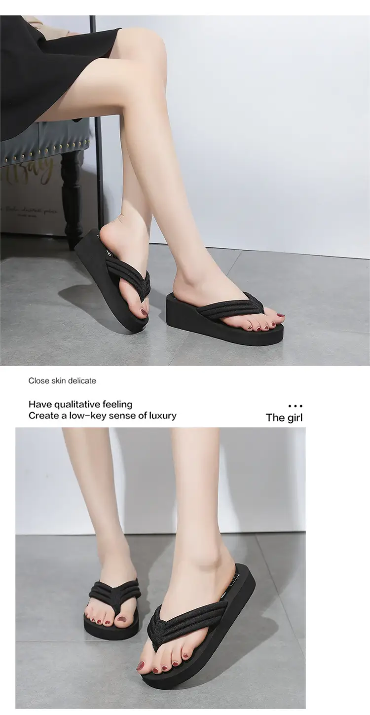 Summer Non-slip Flip-flops Women's Summer Thick-soled Fashionable Outer Wearing Slippers Women's Outer Height Increasing Herringbone New Style Beach Instagram Popular — feature 11