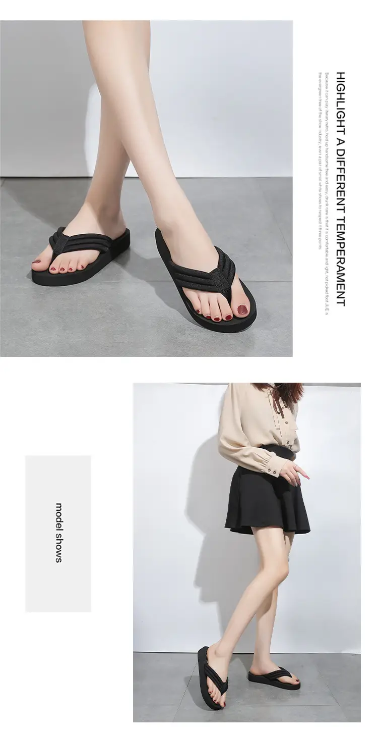 Summer Non-slip Flip-flops Women's Summer Thick-soled Fashionable Outer Wearing Slippers Women's Outer Height Increasing Herringbone New Style Beach Instagram Popular — feature 12