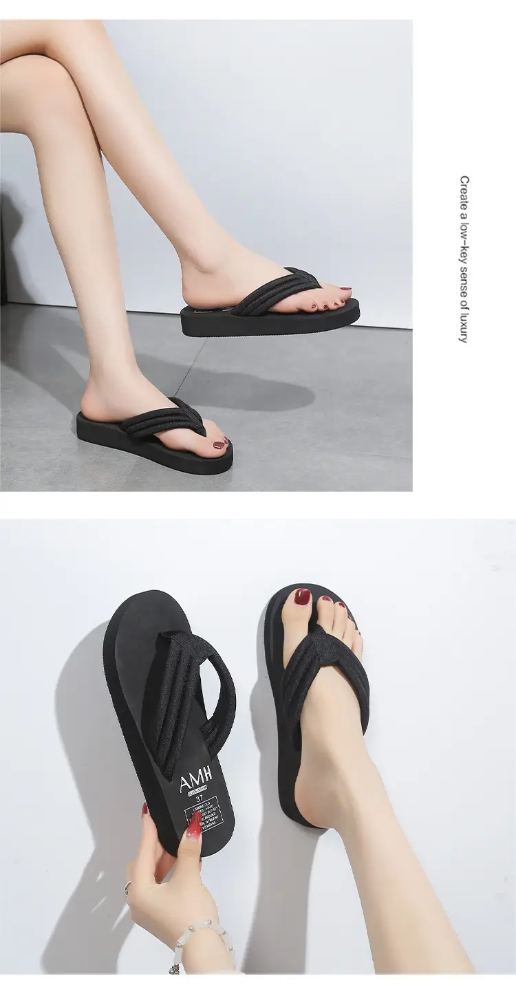 Summer Non-slip Flip-flops Women's Summer Thick-soled Fashionable Outer Wearing Slippers Women's Outer Height Increasing Herringbone New Style Beach Instagram Popular — feature 13